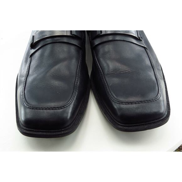 Calvin Klein Shoes Sz 12 M Almond Toe Black Loafer Leather Men - Picture 2 of 7
